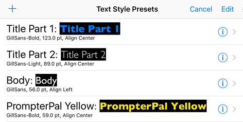 TextPresets