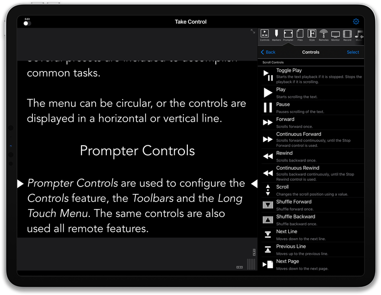 Prompter Controls